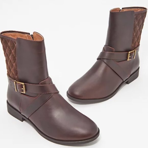 Gently Used size 7.5 Vionic Brown Leather short (half calf length) boots - Picture 1 of 5